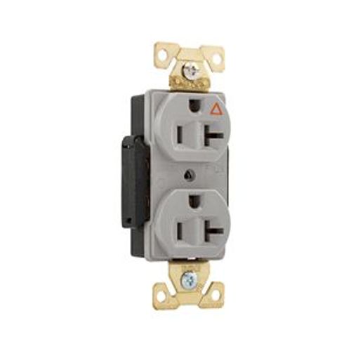 Main product image of Arrow Hart Industrial Duplex Receptacle, #14-10 Awg 20A 125V, Gray Face Base, Isolated Ground, AHIG5362GY
