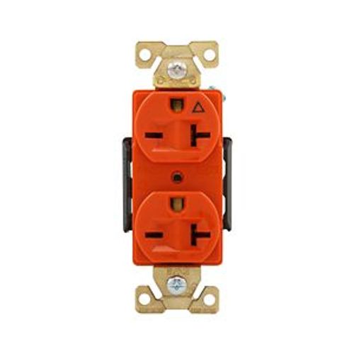 Main product image of Arrow Hart Industrial Duplex Receptacle, #14-10 Awg 20A, 250V, Orange Face Base, 6-20R, Duplex, AHIG5462RN