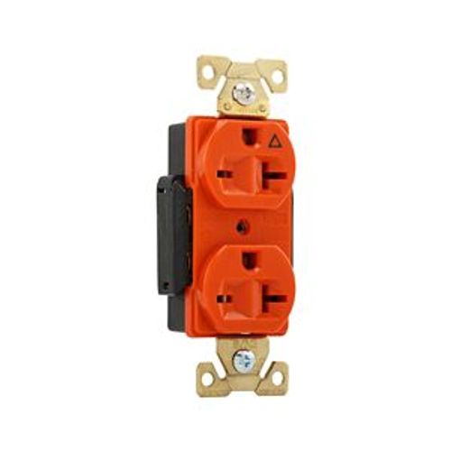 Main product image of Arrow Hart Industrial Duplex Receptacle, #14-10 Awg 20A, 250V, Orange Face Base, 6-20R, Duplex, AHIG5462RN