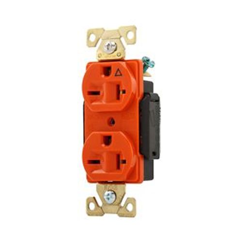 Main product image of Arrow Hart Industrial Duplex Receptacle, #14-10 Awg 20A, 250V, Orange Face Base, 6-20R, Duplex, AHIG5462RN