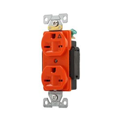 Main product image of Arrow Hart Industrial Duplex Receptacle, #14-10 Awg 15A, 250V, Orange Face Base, 6-15R, Duplex, AHIG5662RN
