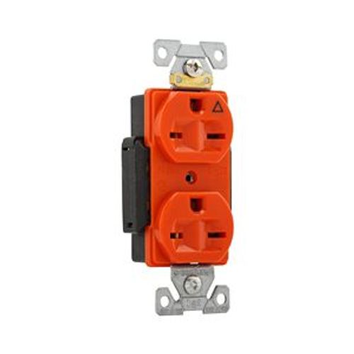Main product image of Arrow Hart Industrial Duplex Receptacle, #14-10 Awg 15A, 250V, Orange Face Base, 6-15R, Duplex, AHIG5662RN