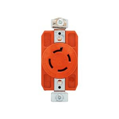 Main product image of Locking Receptacle, #14-8 Awg, 20A, 250V, Back/Side Wiring, Orange, Single, L15-20 3-Pole 4-Wire, AHIGL1520R
