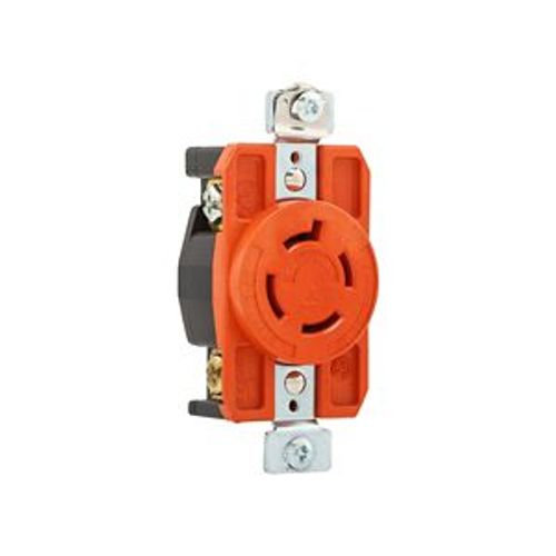 Main product image of Locking Receptacle, #14-8 Awg, 20A, 250V, Back/Side Wiring, Orange, Single, L15-20 3-Pole 4-Wire, AHIGL1520R