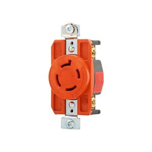 Main product image of Locking Receptacle, #14-8 Awg, 20A, 250V, Back/Side Wiring, Orange, Single, L15-20 3-Pole 4-Wire, AHIGL1520R