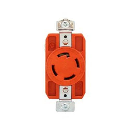 Main product image of Locking Receptacle, Isolated Ground, #14-8 Awg, 30A, 250V, Orange, Single, L15-30 3-Pole 4-Wire, AHIGL1530R