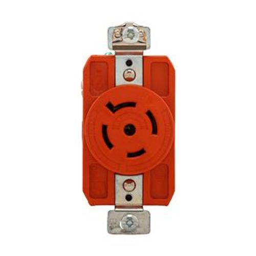 Main product image of Locking Receptacle, #14-8 Awg, 20A, 120/208V, Orange, Single, L21-20, 4-Pole, 5-Wire, AHIGL2120R
