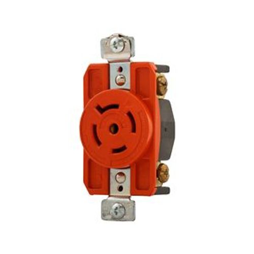 Main product image of Locking Receptacle, #14-8 Awg, 20A, 120/208V, Orange, Single, L21-20, 4-Pole, 5-Wire, AHIGL2120R