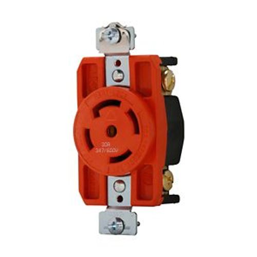 Main product image of Locking Receptacle, #14-8 Awg, 30A, 347/600V, Orange, Single, L23-30, 4-Pole, 5-Wire, AHIGL2330R