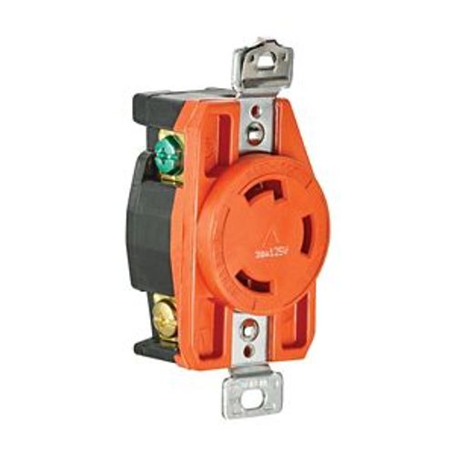 Main product image of Locking Receptacle, #14-8 Awg, 30A, 125V, Back/Side Wiring, Orange, Single, L5-30, 2-Pole 3-Wire, AHIGL530R