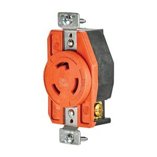 Main product image of Locking Receptacle, #14-8 Awg, 20A, 250V, Back/Side Wiring, Orange, Single, L6-20, 2-Pole 3-Wire, AHIGL620R