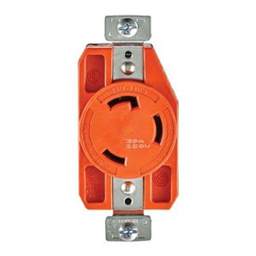 Main product image of Locking Receptacle, #14-8 Awg, 30A, 250V, Back/Side Wiring, Orange, Single, L6-30, 2-Pole 3-Wire, AHIGL630R