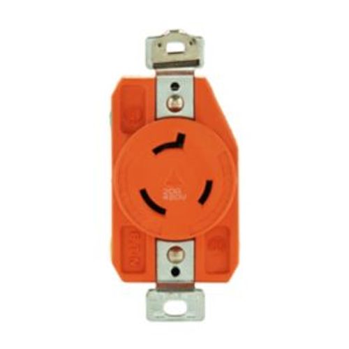Main product image of Locking Receptacle, #14-8 Awg, 20A, 480V, Back/Side Wiring, Orange, Single, L8-20, 2-Pole 3-Wire, AHIGL820R