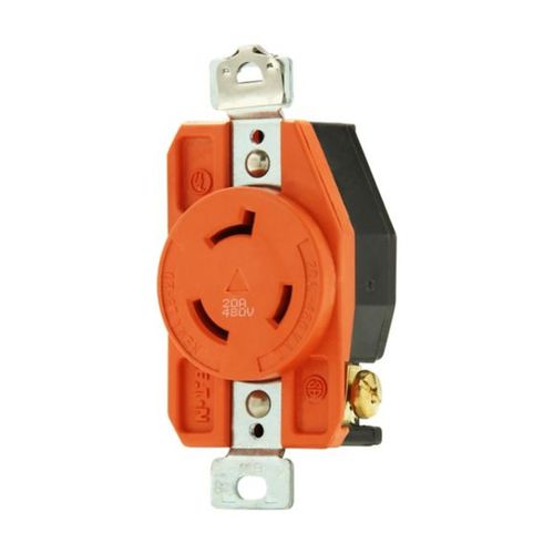 Main product image of Locking Receptacle, #14-8 Awg, 20A, 480V, Back/Side Wiring, Orange, Single, L8-20, 2-Pole 3-Wire, AHIGL820R