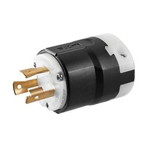 Main product image of Locking Plug, #16-8 Awg, 30A, Industrial, 240V, Back Wiring, Black, White, Ultra Grip, L25-30, AHL2530P