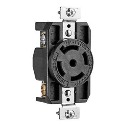 Main product image of Locking Receptacle, #14-8 Awg, 30A, 240/415V, Black, Single, L26-30, 4-Pole, 5-Wire, AHL2630R