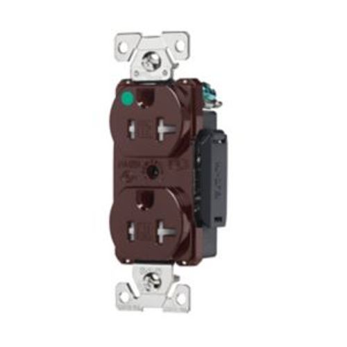 Main product image of Arrow Hart Duplex Receptacle, #14-10 Awg 20A, 125V, Brown Face, Pvc Base, 5-20R, Duplex, AHTR8300B