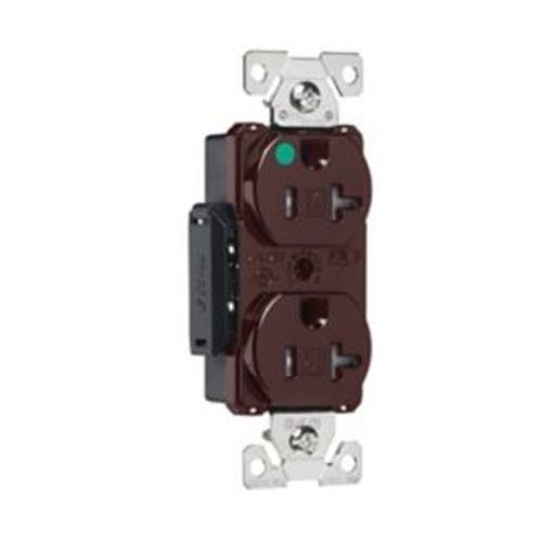 Main product image of Arrow Hart Duplex Receptacle, #14-10 Awg 20A, 125V, Brown Face, Pvc Base, 5-20R, Duplex, AHTR8300B