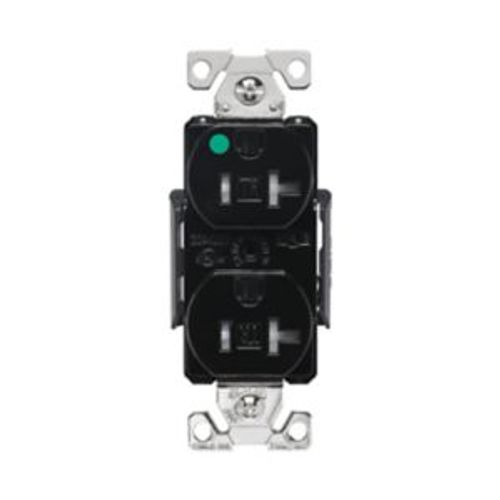 Main product image of Arrow Hart Duplex Receptacle, #14-10 Awg 20A, 125V, Black Face, Pvc Base, 5-20R, Duplex, AHTR8300BK