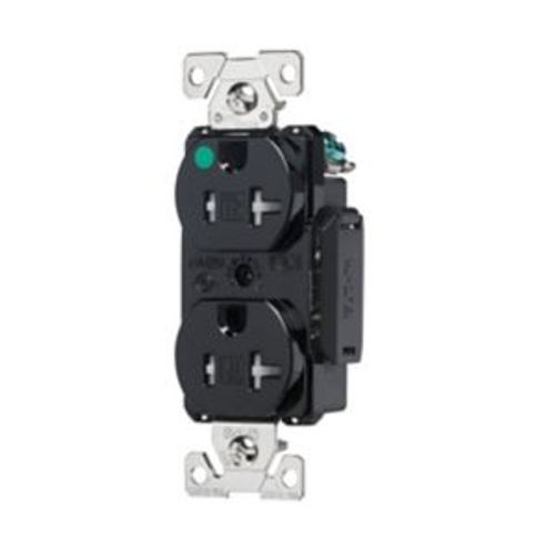 Main product image of Arrow Hart Duplex Receptacle, #14-10 Awg 20A, 125V, Black Face, Pvc Base, 5-20R, Duplex, AHTR8300BK