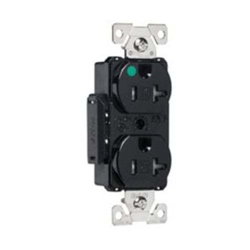 Main product image of Arrow Hart Duplex Receptacle, #14-10 Awg 20A, 125V, Black Face, Pvc Base, 5-20R, Duplex, AHTR8300BK