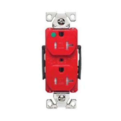 Main product image of Arrow Hart Duplex Receptacle, #14-10 Awg 20A, Healthcare 125V, Red Face, Pvc Base, 5-20R, Duplex, AHTR8300RD
