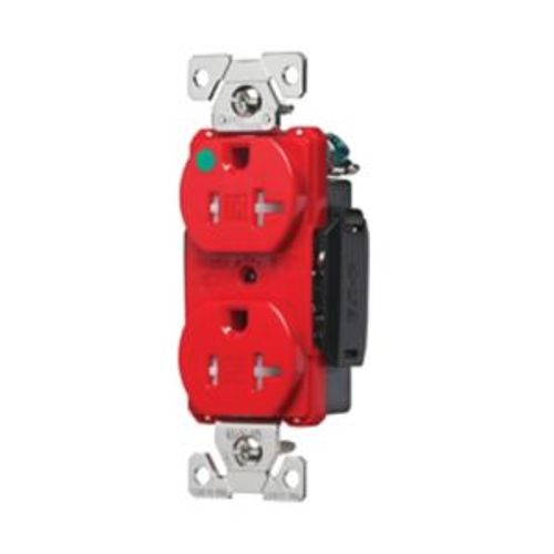 Main product image of Arrow Hart Duplex Receptacle, #14-10 Awg 20A, Healthcare 125V, Red Face, Pvc Base, 5-20R, Duplex, AHTR8300RD