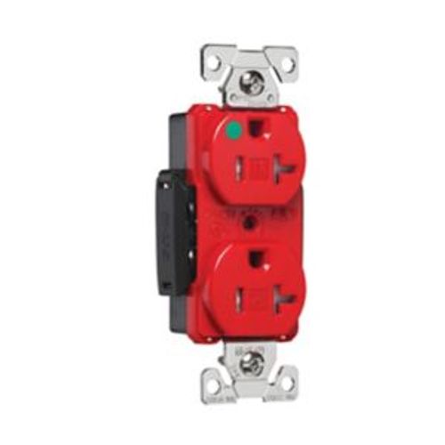 Main product image of Arrow Hart Duplex Receptacle, #14-10 Awg 20A, Healthcare 125V, Red Face, Pvc Base, 5-20R, Duplex, AHTR8300RD