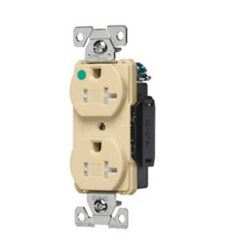 Main product image of Arrow Hart Duplex Receptacle, #14-10 Awg 20A, 125V, Ivory Face, Pvc Base, 5-20R, Duplex, AHTR8300V