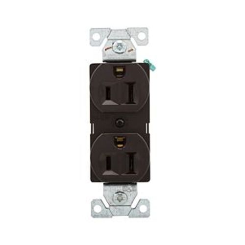 Main product image of Commercial Duplex Receptacle, #14-10 Awg 15A, 125V, Back & Side, Brown, High-Impact Nylon, Pvc, BR15B