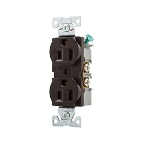 Main product image of Commercial Duplex Receptacle, #14-10 Awg 15A, 125V, Back & Side, Brown, High-Impact Nylon, Pvc, BR15B
