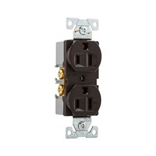 Main product image of Commercial Duplex Receptacle, #14-10 Awg 15A, 125V, Back & Side, Brown, High-Impact Nylon, Pvc, BR15B