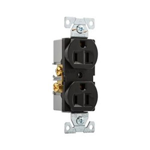 Main product image of Commercial Duplex Receptacle, #14-10 Awg 15A, 125V, Back & Side, Black, High-Impact Nylon, Pvc, BR15BK