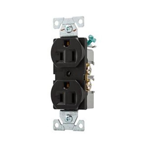Main product image of Commercial Duplex Receptacle, #14-10 Awg 15A, 125V, Back & Side, Black, High-Impact Nylon, Pvc, BR15BK