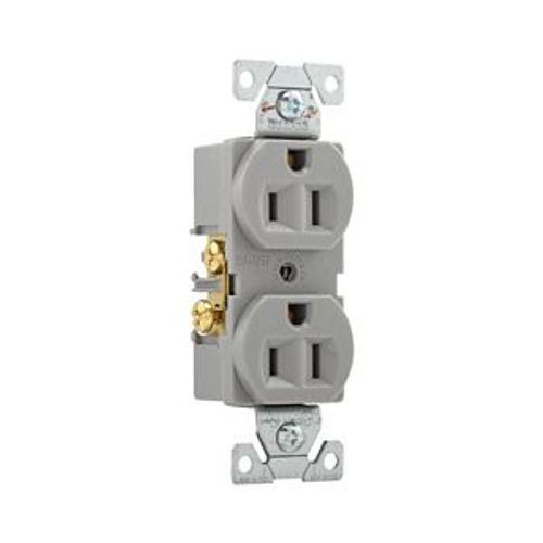 Main product image of Commercial Grade Duplex Receptacle, #14 To 10 Awg 15A, 125V, Gray, High-Impact Nylon, Pvc, BR15GY