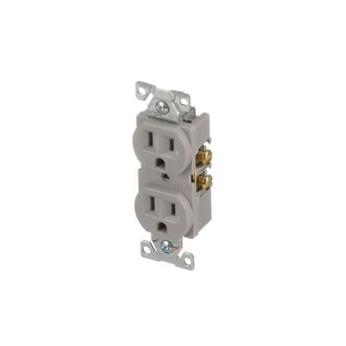 Main product image of Commercial Grade Duplex Receptacle, #14 To 10 Awg 15A, 125V, Gray, High-Impact Nylon, Pvc, BR15GY