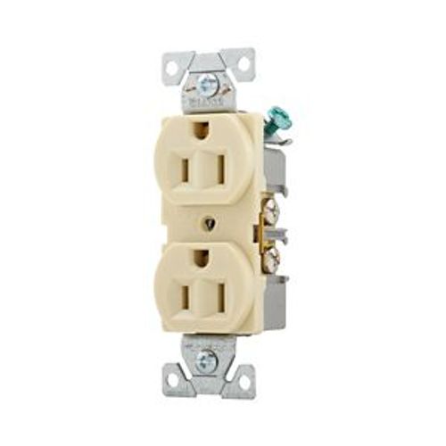 Main product image of Commercial Grade Duplex Receptacle, #14 To 10 Awg 15A, 125V, Ivory, High-Impact Nylon, Pvc, BR15V