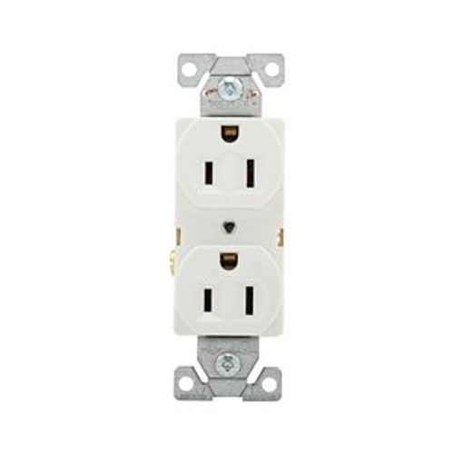 Main product image of Commercial Duplex Receptacle, #14-10 Awg 15A, 125V, Back & Side, White, High-Impact Nylon, Pvc, BR15W
