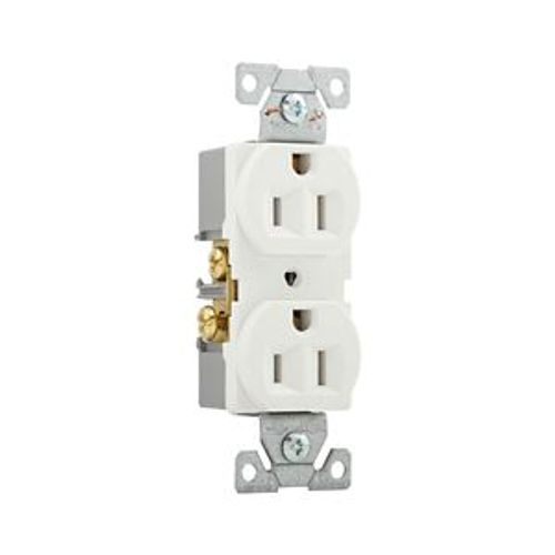 Main product image of Commercial Duplex Receptacle, #14-10 Awg 15A, 125V, Back & Side, White, High-Impact Nylon, Pvc, BR15W