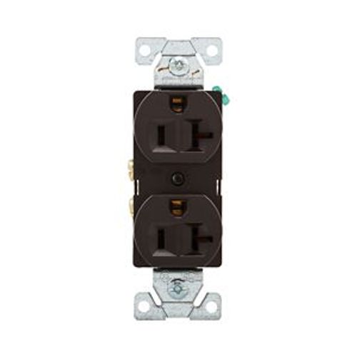 Main product image of Commercial Duplex Receptacle, #14-10 Awg 20A 125V, Back & Side, Brown, High-Impact Nylon, 5-20R, BR20B
