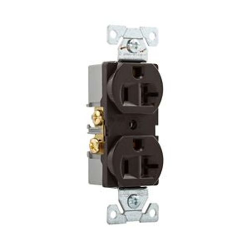 Main product image of Commercial Duplex Receptacle, #14-10 Awg 20A 125V, Back & Side, Brown, High-Impact Nylon, 5-20R, BR20B