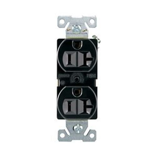 Main product image of Commercial Duplex Receptacle, #14-10 Awg 20A 125V, Back & Side, Black, High-Impact Nylon, 5-20R, BR20BK