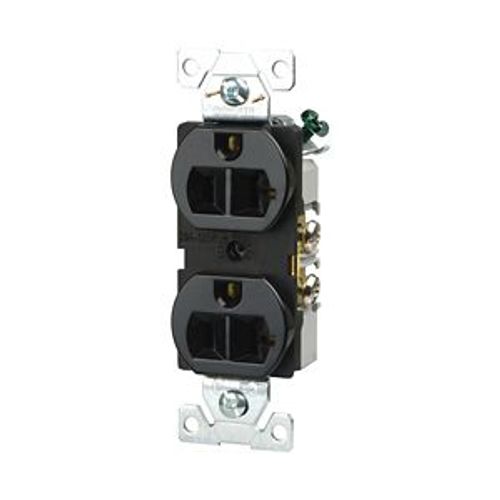 Main product image of Commercial Duplex Receptacle, #14-10 Awg 20A 125V, Back & Side, Black, High-Impact Nylon, 5-20R, BR20BK