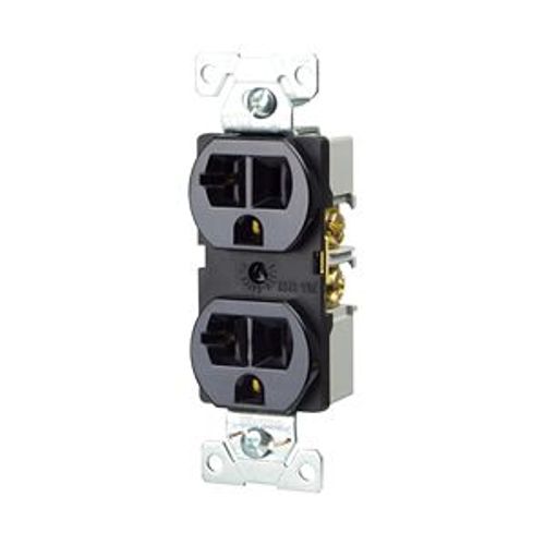 Main product image of Commercial Duplex Receptacle, #14-10 Awg 20A 125V, Back & Side, Black, High-Impact Nylon, 5-20R, BR20BK