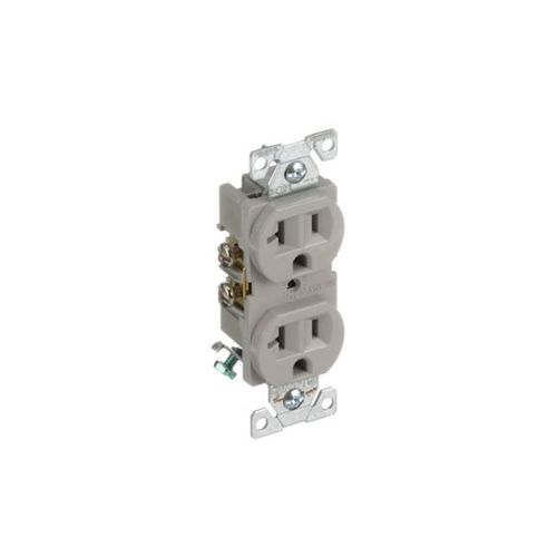 Main product image of Commercial Duplex Receptacle, #14-10 Awg 20A, 125V, Back & Side, Gray, High-Impact Nylon, BR20GY