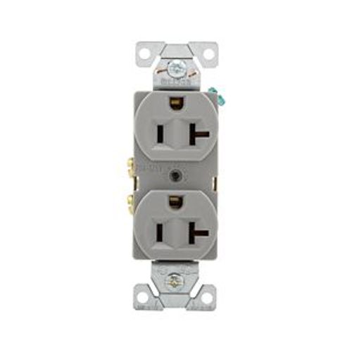 Main product image of Commercial Duplex Receptacle, #14-10 Awg 20A, 125V, Back & Side, Gray, High-Impact Nylon, BR20GY