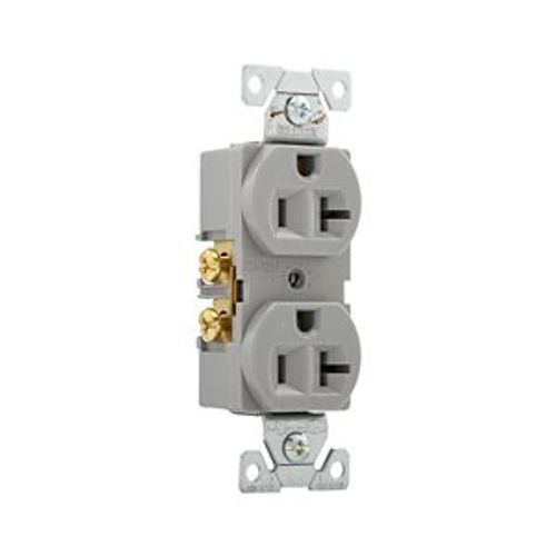 Main product image of Commercial Duplex Receptacle, #14-10 Awg 20A, 125V, Back & Side, Gray, High-Impact Nylon, BR20GY