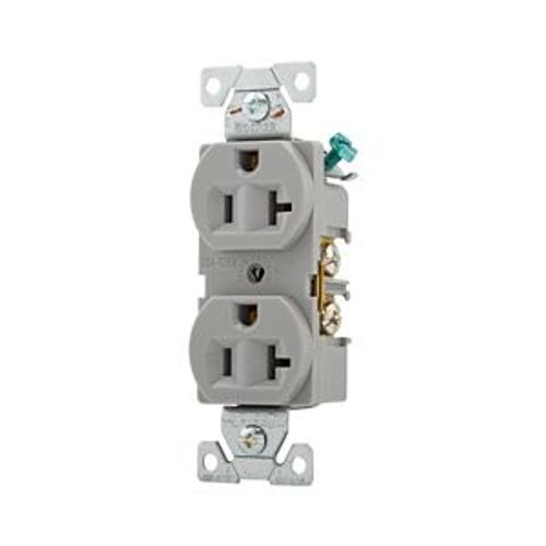 Main product image of Commercial Duplex Receptacle, #14-10 Awg 20A, 125V, Back & Side, Gray, High-Impact Nylon, BR20GY