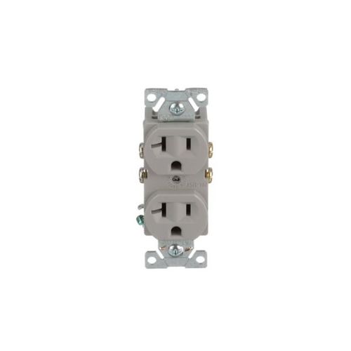 Main product image of Commercial Duplex Receptacle, #14-10 Awg 20A, 125V, Back & Side, Gray, High-Impact Nylon, BR20GY