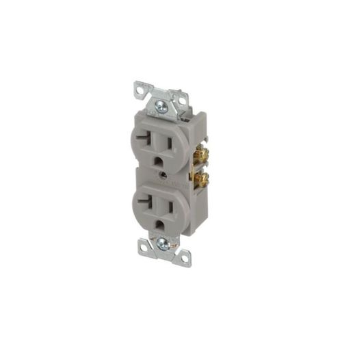 Main product image of Commercial Duplex Receptacle, #14-10 Awg 20A, 125V, Back & Side, Gray, High-Impact Nylon, BR20GY